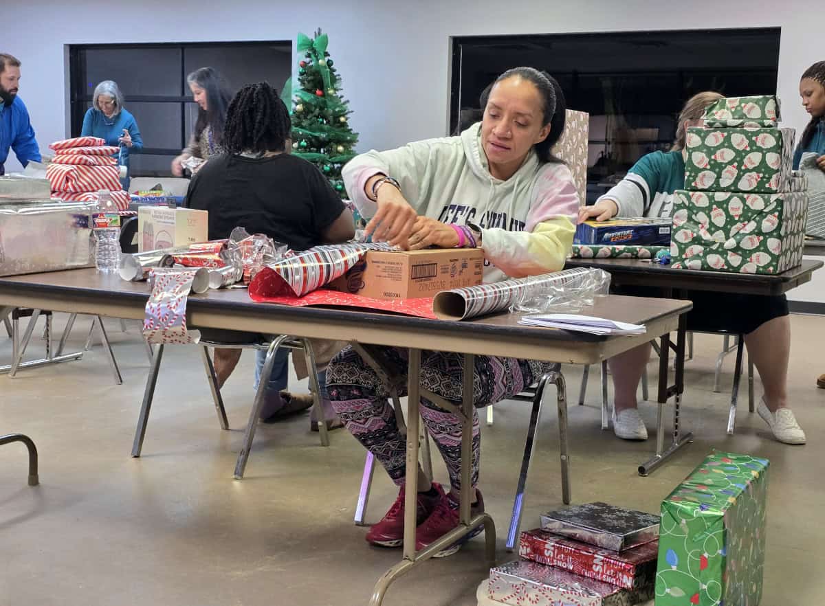 Stephanie Pritchett wraps presents for her 11-year-old daughter Sophiella